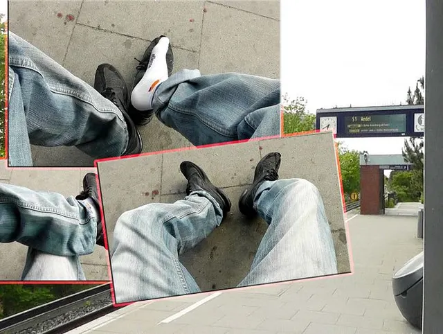 Masterskaterboy  Sneakers an der Bahnhaltestellen